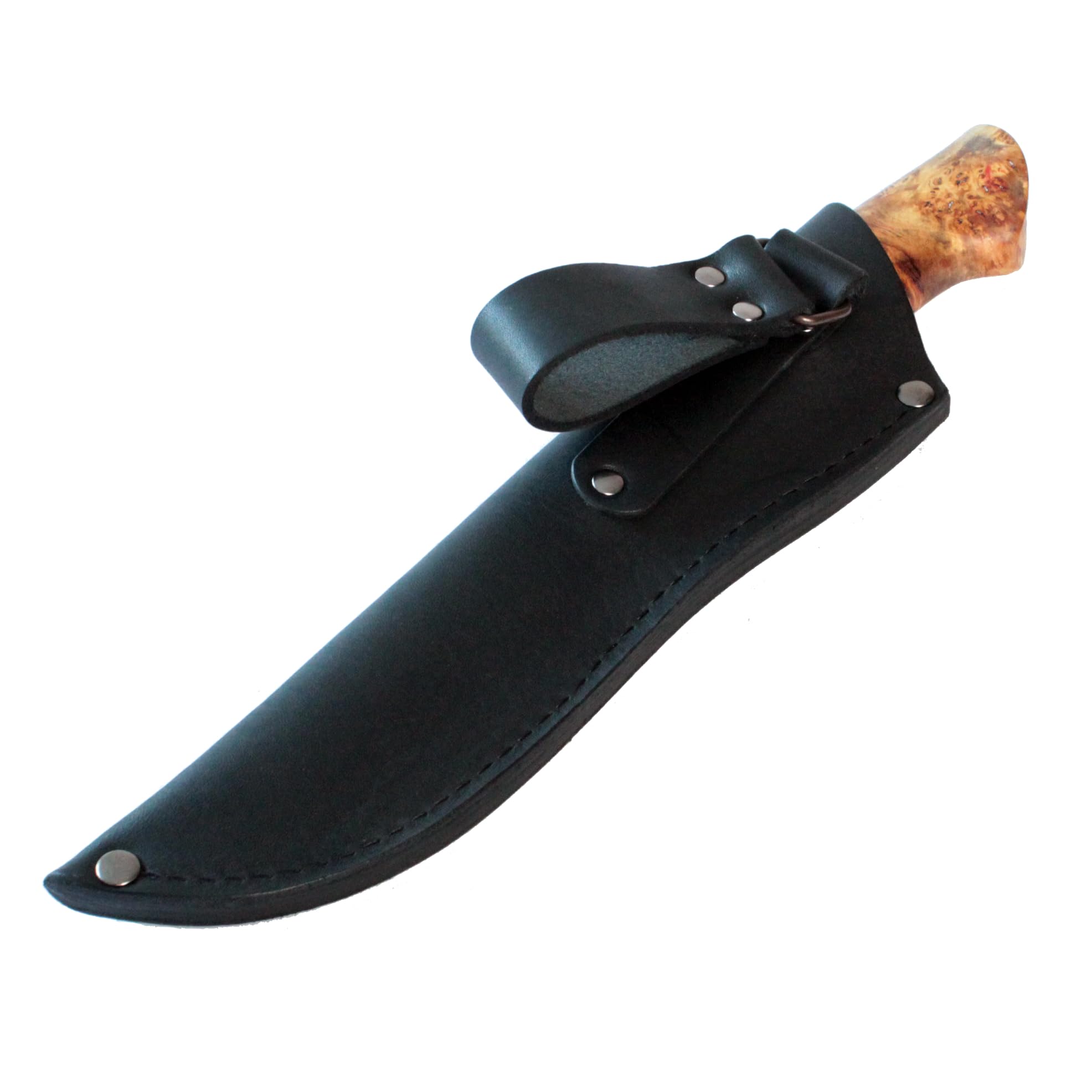 Belt Leather Knife Sheath For Fixed Blade Knives Black Fits to 5, 6, 6.5 Inch Blade Hunting Bushcraft Camping Knives - Genuine Leather Knife Case Sleeve Holster With Belt Loop V711