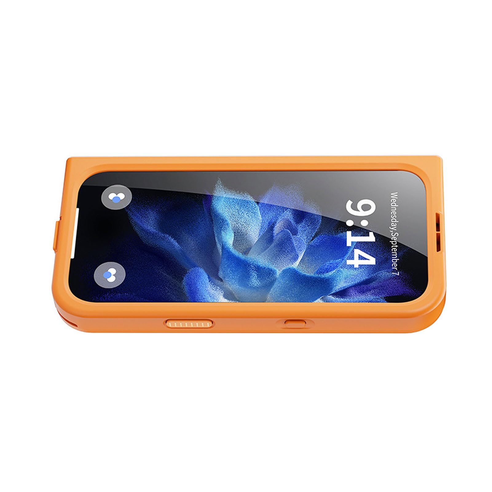 Wodoodporność IP68, Pełna Ochrona 360°, Lusterko do Makijażu, Etui na Telefon z Miejscem na kartę do 'a X (Pomarańczowy)