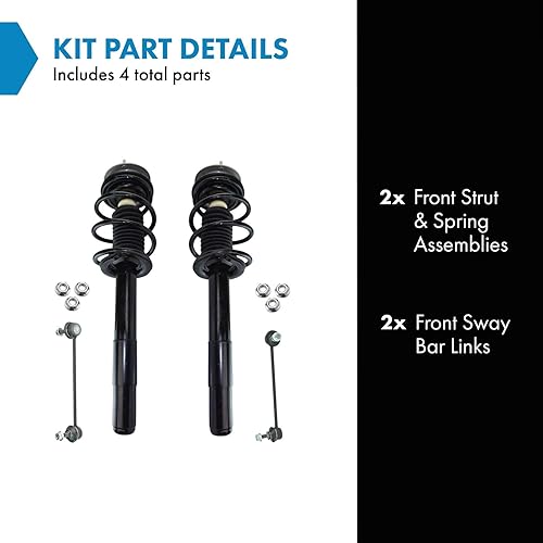 Miniatura 175 de TRQ Kit de suspensión delantera, conjunto de amortiguadores y resortes, barra estabilizadora, enlace estabilizador compatible con Chevrolet