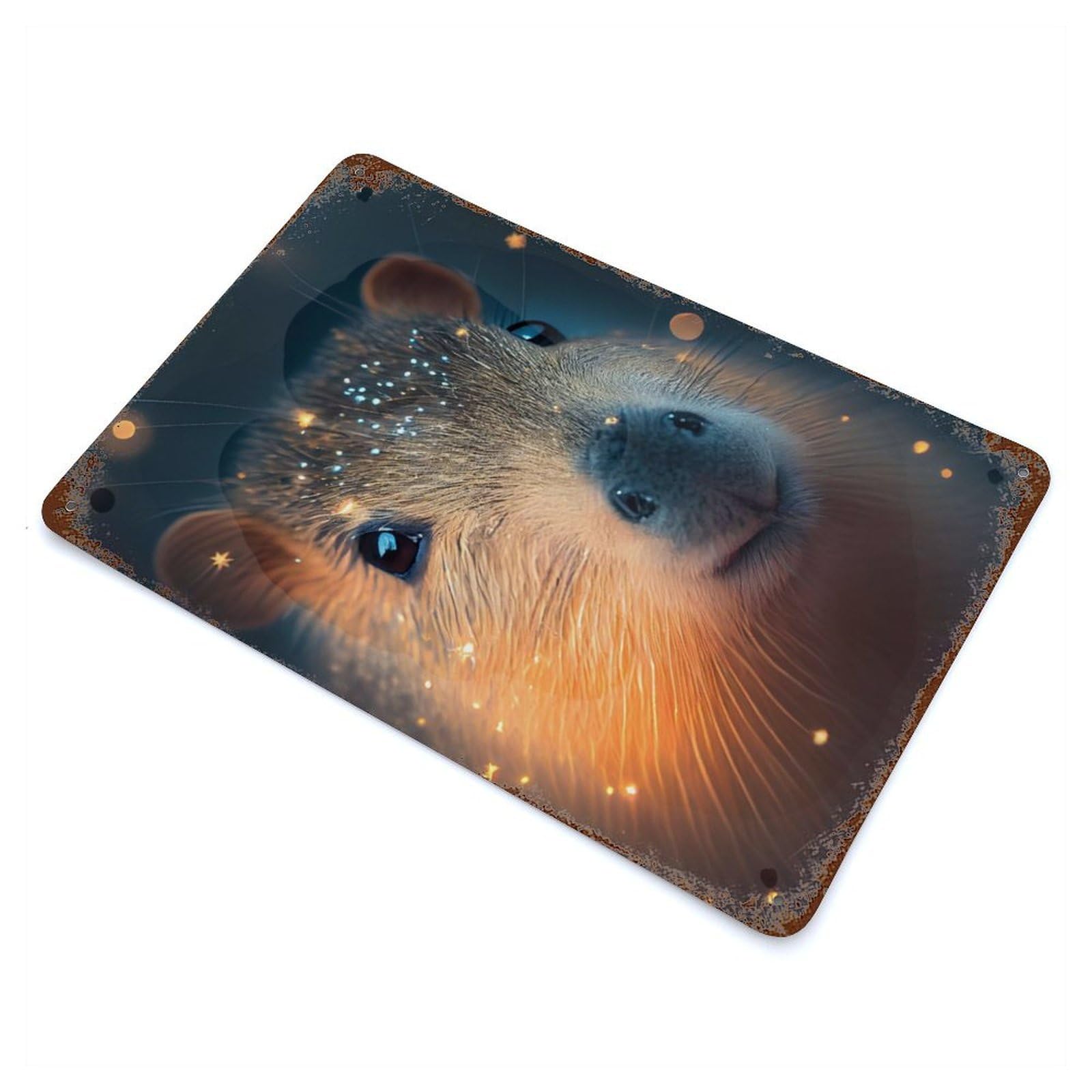 Capybara Animals Distressed Metal Wall Sign 11.8"x7.9", Rustic Home Decor for Farmhouse, Kitchen And Entryway Decor