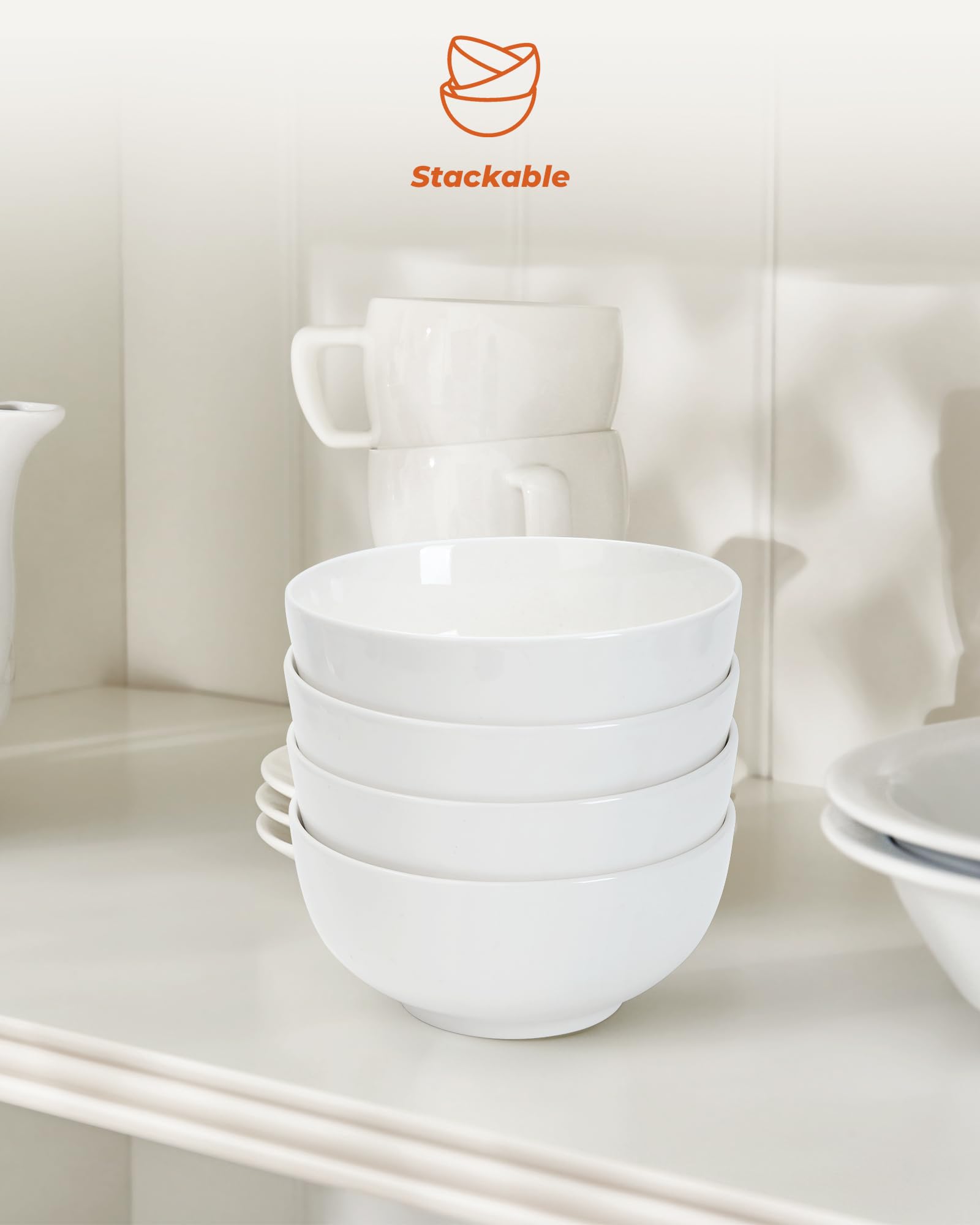 Quatish Cereal Bowls - Set of 6 (24oz) -5