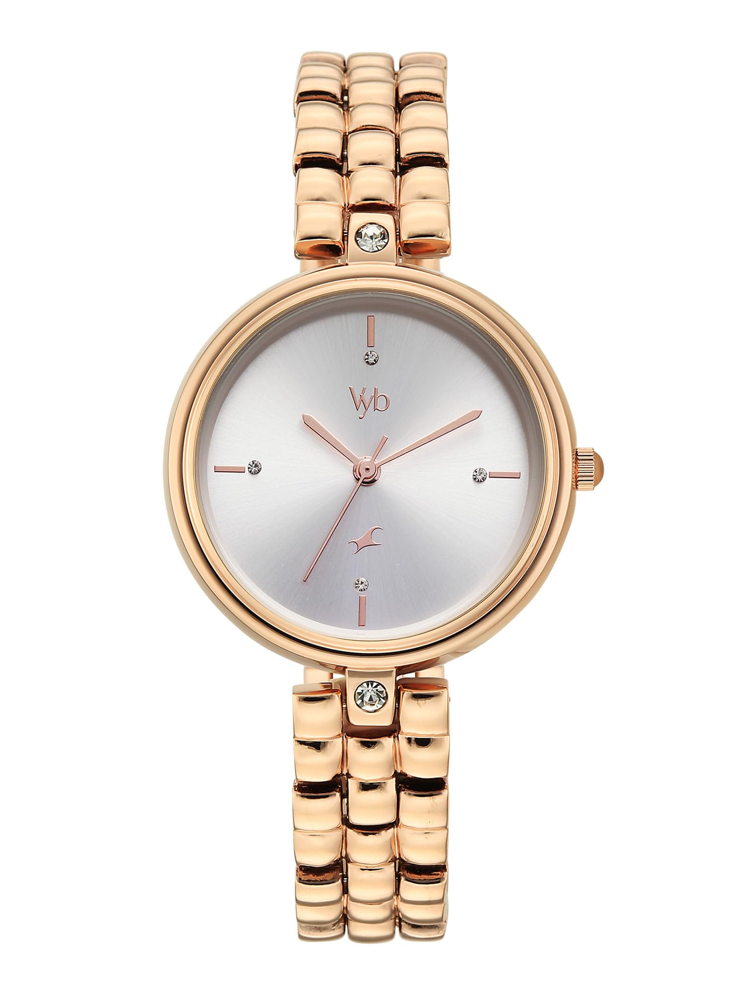 Fastrack Vyb Iconiqué with Quartz Analog Silver Dial Rose Gold Zinc Alloy Strap Watch for Girls - FV60115WM01W-image-41