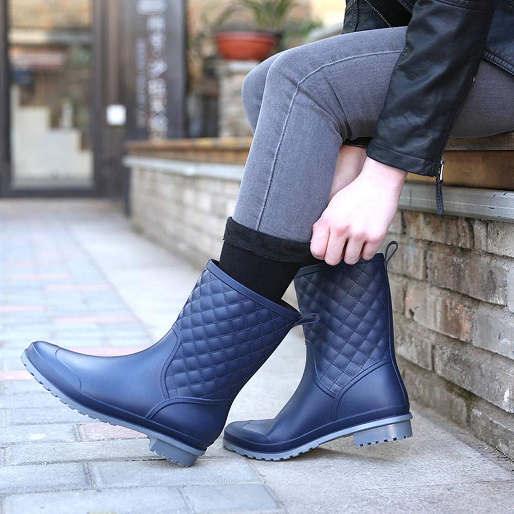 Bota Agua Mujer Jardín Trabajo Lluvia Botas Antideslizante Wellington Boots Azul 39