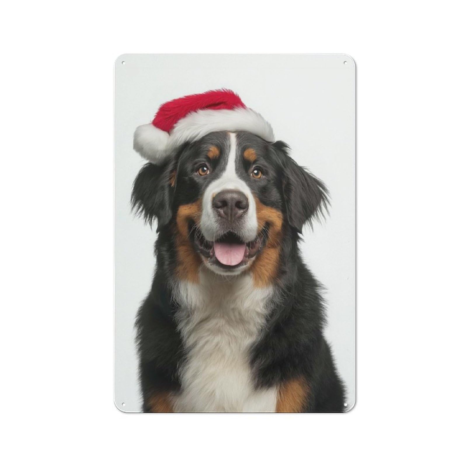Junmoney Bernese Mountain Dog Santa Portrait Clean Industrial Metal Wall Decor 30X20cm, Industrial Metal Sign For Workspace, Cafe, Hallway Or Garage