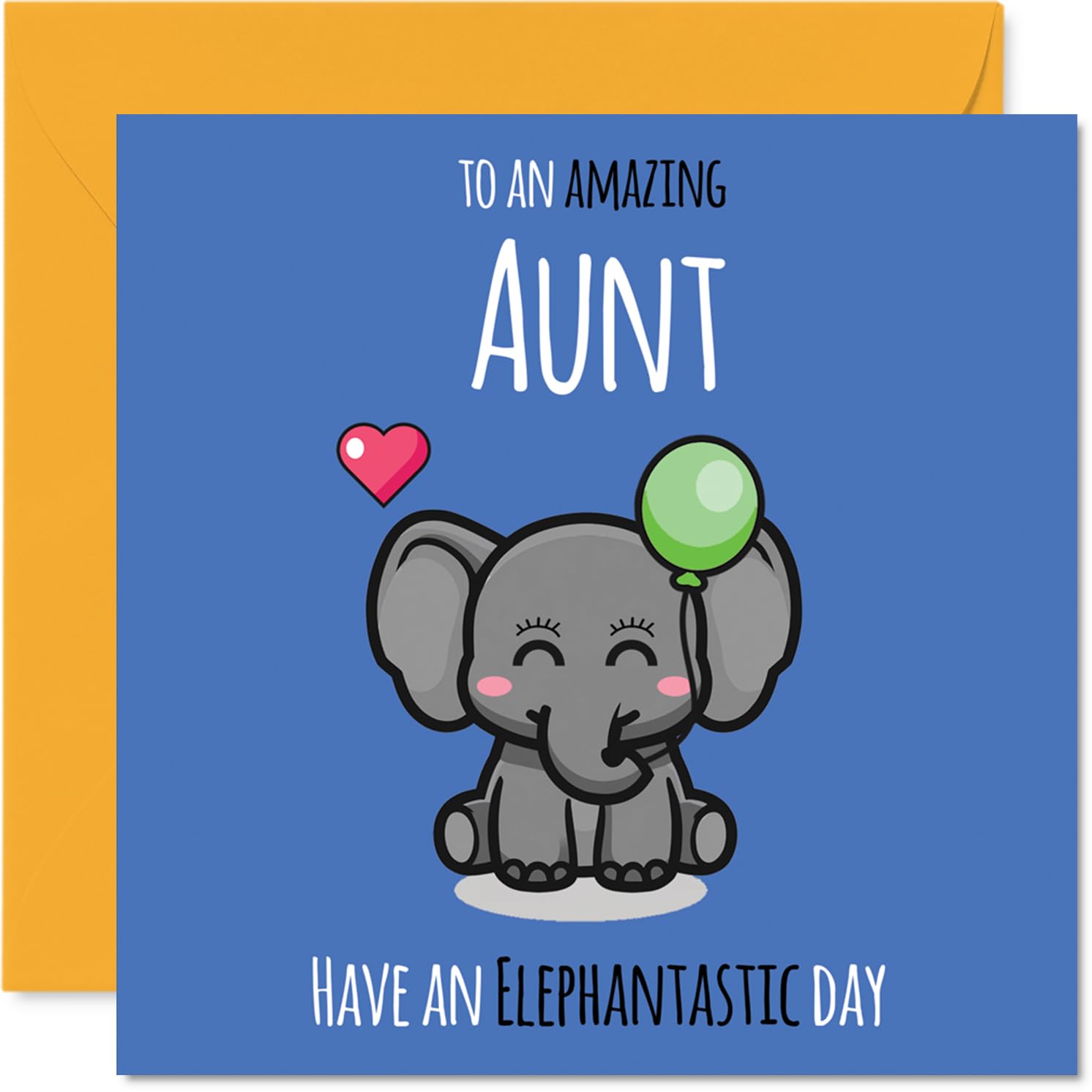 Aunt Birthday Card - Have An Elephantastic Day - Happy Birthday Card for Aunt from Nephew Niece, 145mm cute elephant Bday Greeting Cards