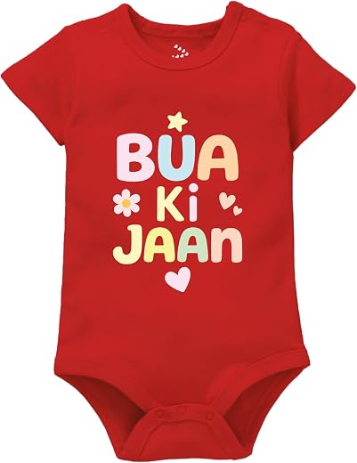 Zeezeezoo "Bua Ki Jaan Baby Clothes | Bua Caption Printed Baby Dress Romper | Gifts from Bua | Cotton | 0-3, 3-6 &amp; 6-12 Mo...