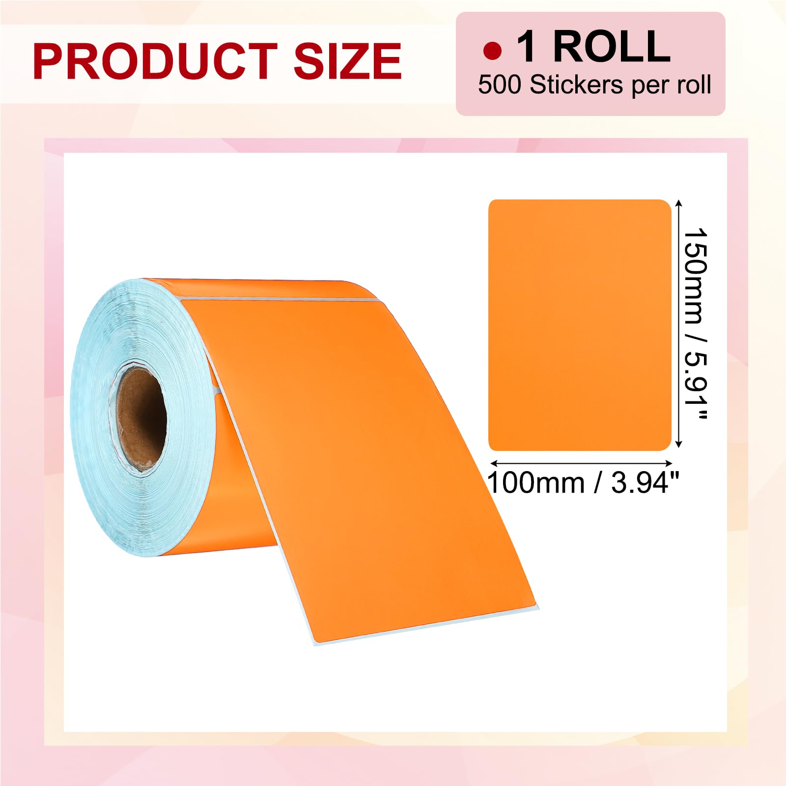 PATIKIL 500 Etichette Termiche, 3.94x5.91 Pollici Etichette Adesive Termiche Per Stampanti Etichette Adesive Autoadesive Rotolo Di Carta Rettangolare Piccolo, Arancione