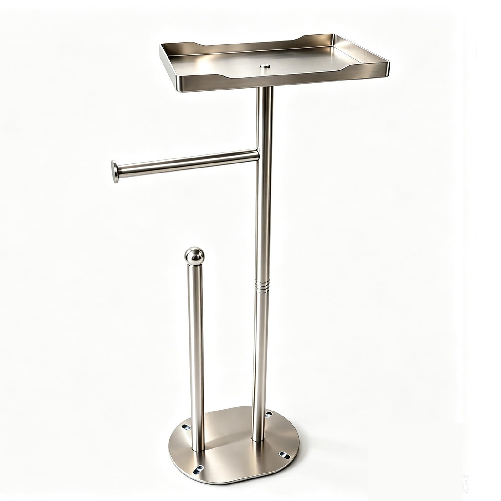 Stainless Steel Free Standing Toilet Roll Holder with Shelf, Suction Base