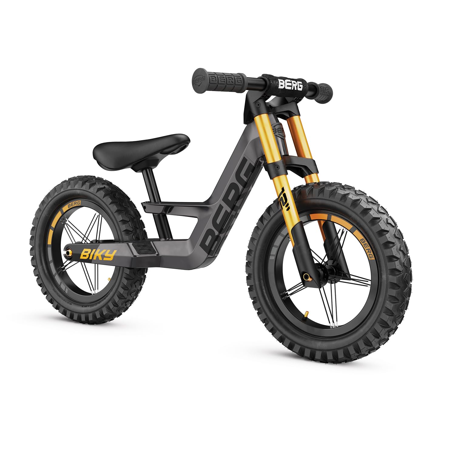 BERG Biky Cross - Bicicletta da 12 pollici, per ragazzi e ragazze dai 2 anni in su, con freno a mano, pneumatici ad aria, sella regolabile in altezza e telaio leggero in magnesio