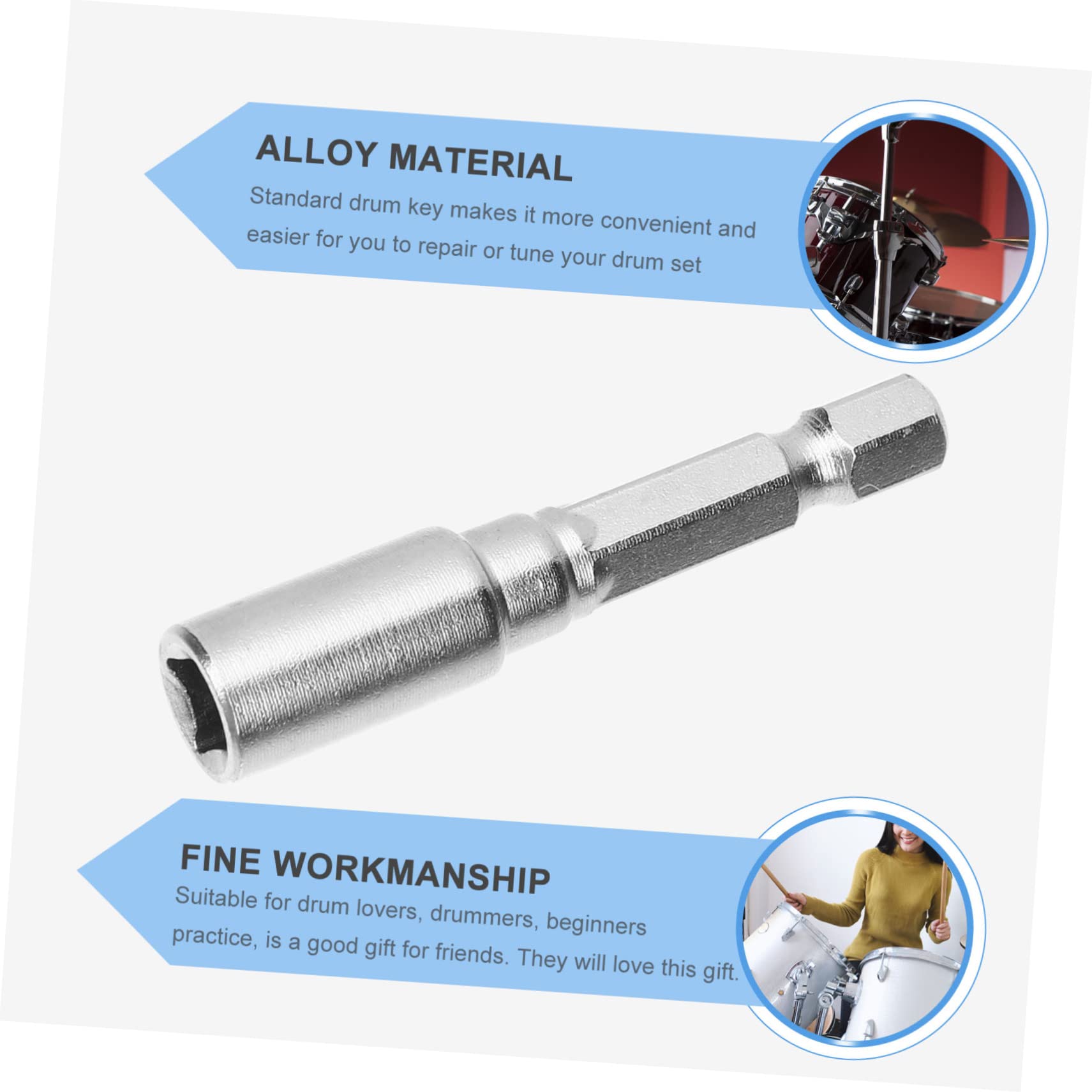 FUNOMOCYA 3pcs Ergonomic Drum Tuner Key Set Metal Drum Key Tool Electric Tuning Alloy Set Adjustment Tool