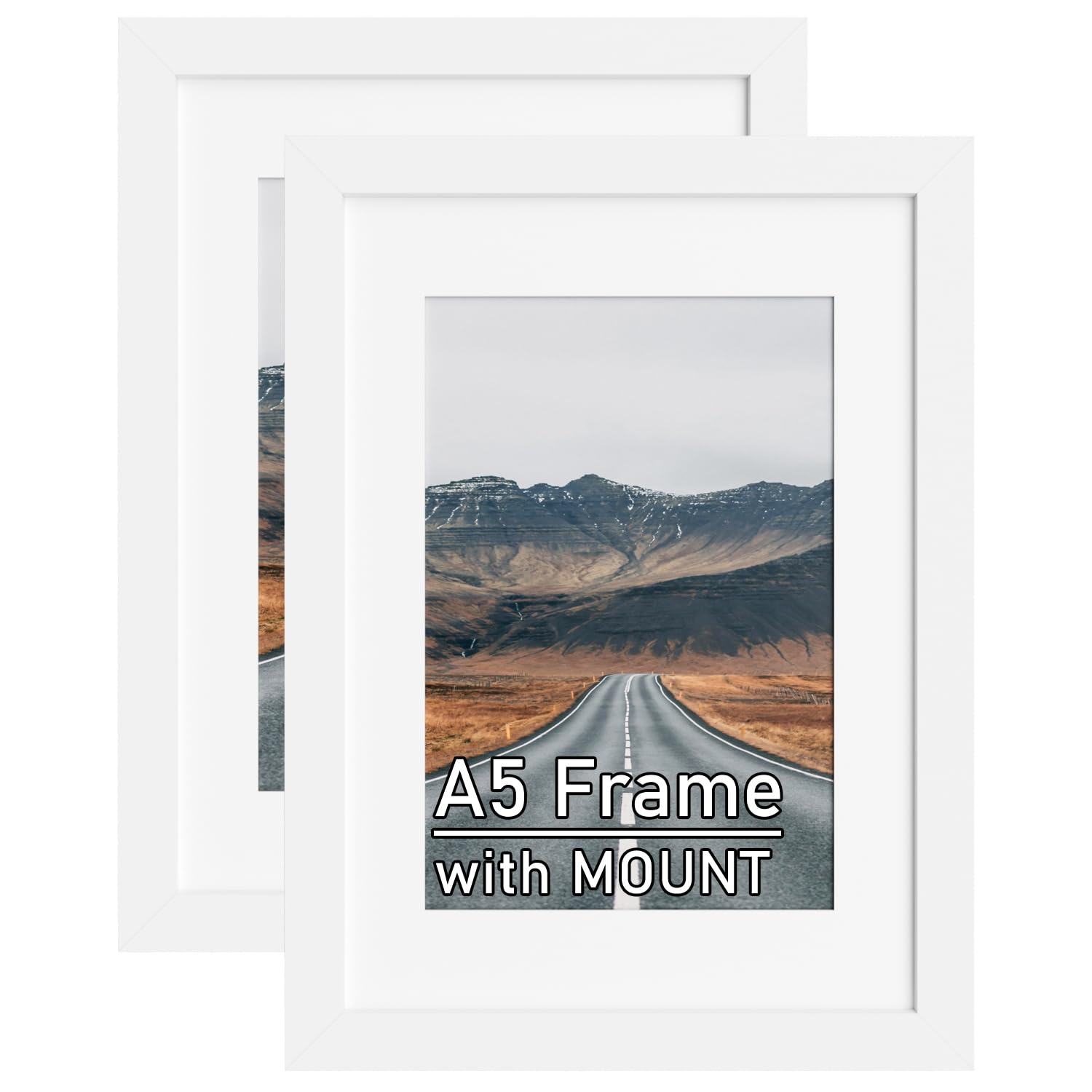 2Pack A5 White Wooden Picture Frame with Mount & Stand Bracket — image 1