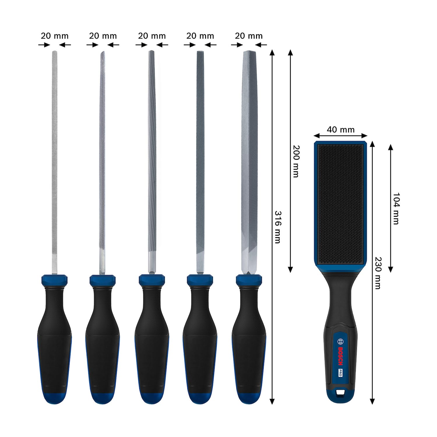 BOSCH Bosch Feilen-Set aus Karbonstahl, 5 Stück