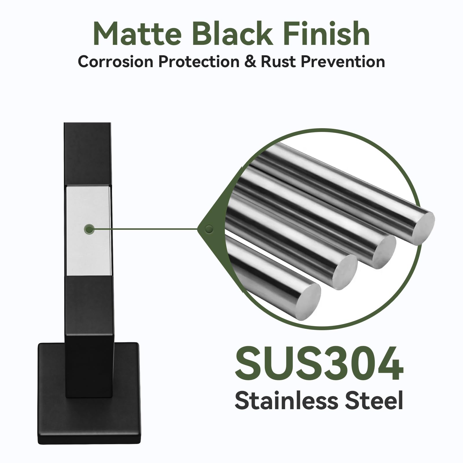 20-Pieces Matte Black Bathroom Accessories Set, 24 Inch Bathroom Hardware Set, SUS304 Stainless Steel Bath Towel Bar Set, Towel Racks for Bathroom Wall Mounted, Modern Bathroom Decor — Amazon image 3