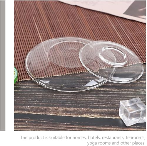 Miniatura 5 de Housoutil Plato de té de vidrio Platos de café Platillos de placa de vidrio transparente 2 piezas de soporte de bolsa de té Decoración de mesa para