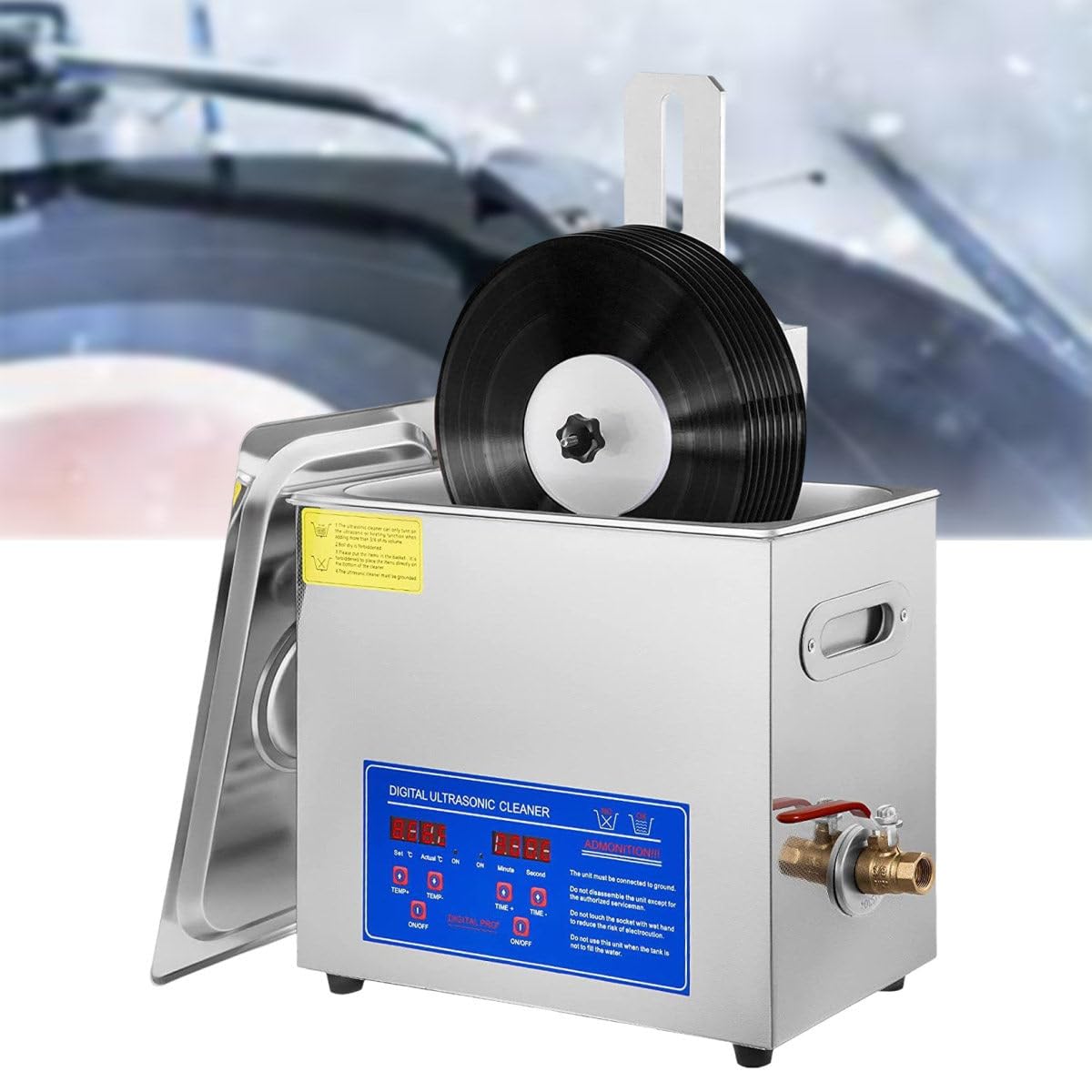 Macchina per Pulizia di Dischi in Vinile Ad Ultrasuoni, Pulitore di Dischi in Vinile ad ultrasuoni, Pulizia di Dischi in Vinile ad ultrasuoni, Supporto per Dischi, nessun Danno Superficie
