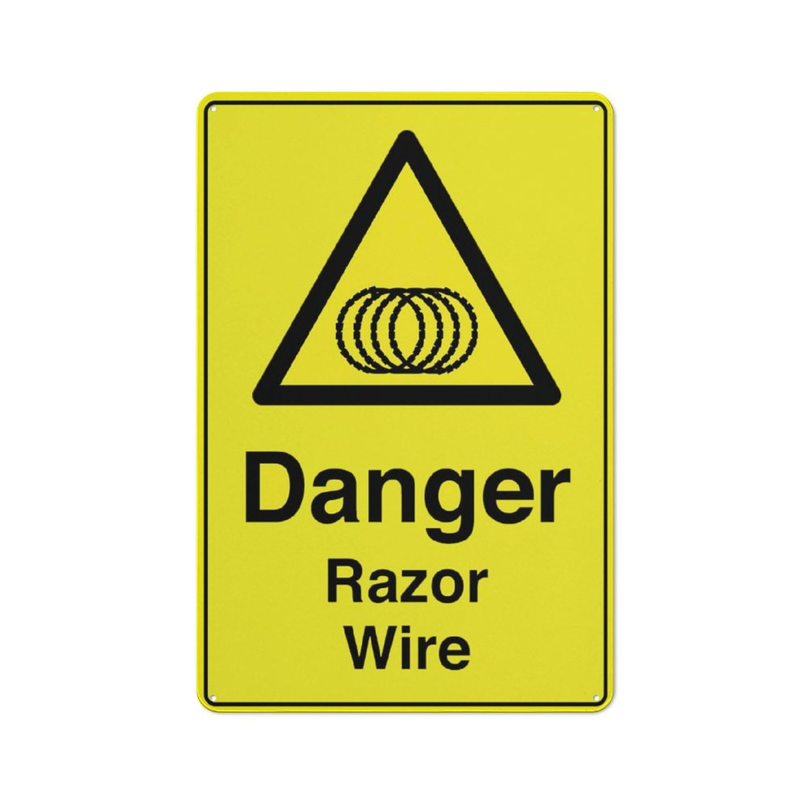 Caution Danger Razor Wire Sign 8 X 12 Inches Rust Free Aluminum - Uv Protected, Waterproof, Weatherproof And Fade Resistant - 4 Pre-Drilled Holes