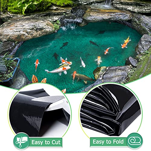 Myfamirea 10 Ft X 13 Ft Pond Liner, 20 Mil Hdpe Pond Liner Pond Skins, Sun Resistant Preformed Easy Cutting Pond Liner Underlayment For Fish Koi Ponds, Garden Fountain, Waterfall Fish Pond #TOP3