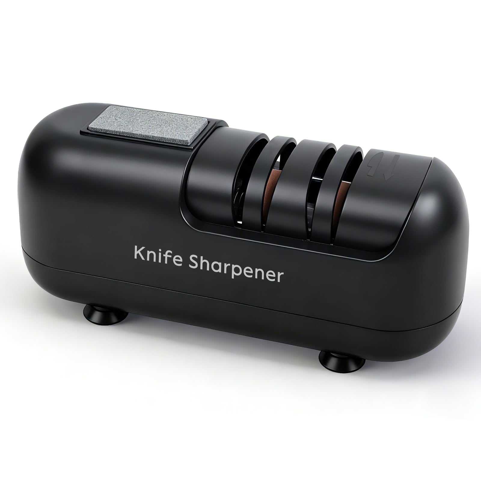 afilador cuchillos electrico, afilador de cuchillos profesional, afilador eléctrico, electric knife sharpener, adecuado para cuchillos de doble bisel y dentados, poco ruido, fácil usar - Black