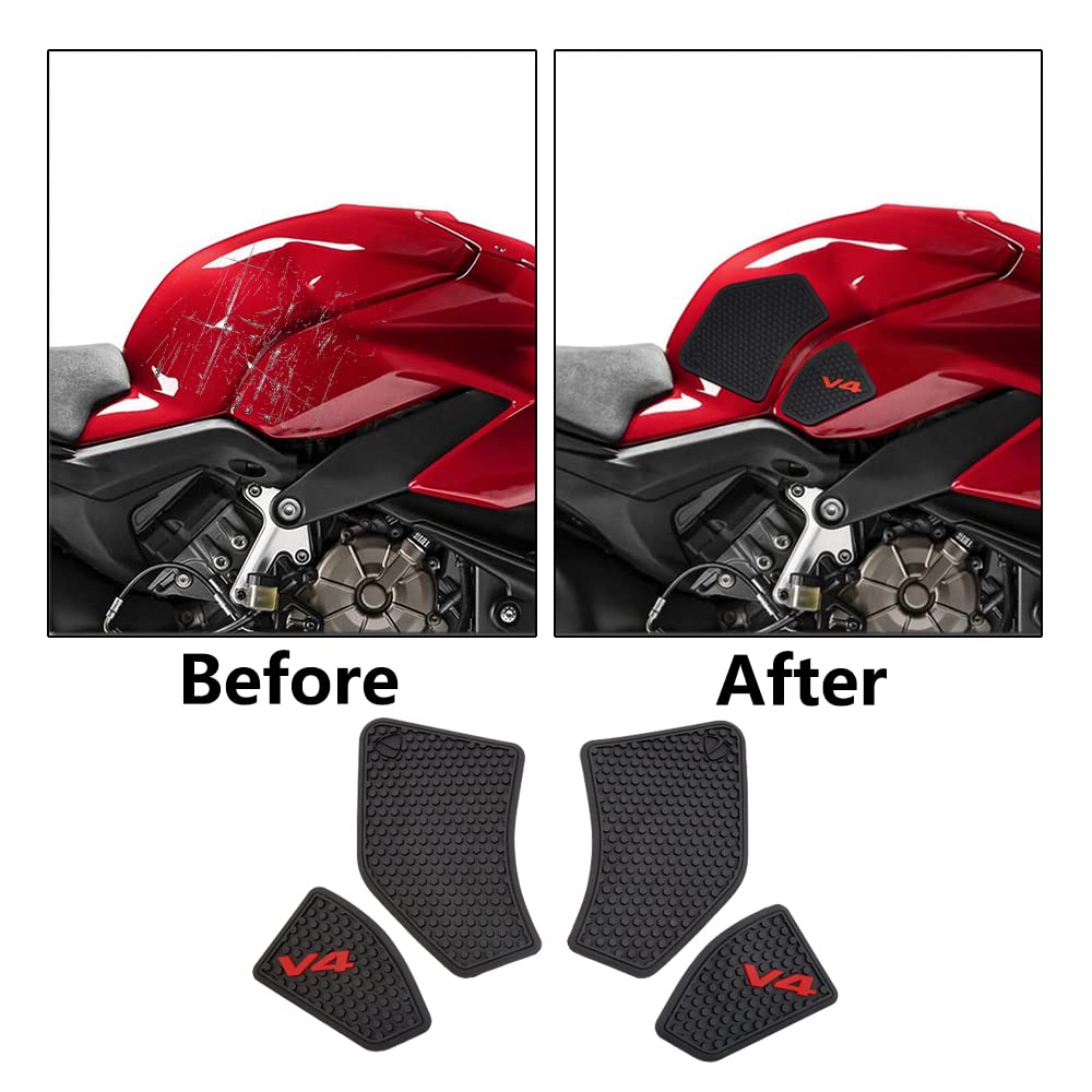 Adesivi per serbatoio carburante per moto ginocchiere per serbatoio carburante in gomma antiscivolo Compatibile con DUCATI Panigale V4 2018-2021, nero