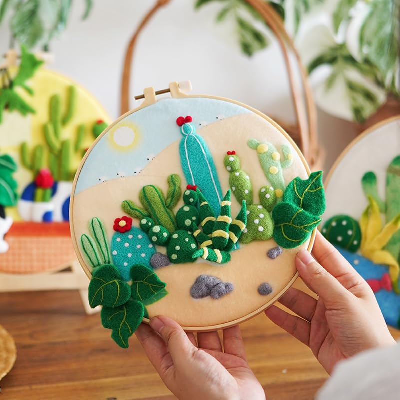 Image of Wonafa DIY Wool Needle Felt Starter Kit, Beginner Needle Felt Kit with Wool Felt Bag, Felts Needles, Photo Frame, Foam Mat, Felts Cloth and Instructions for Home Decor, Art Crafts (Style 6)