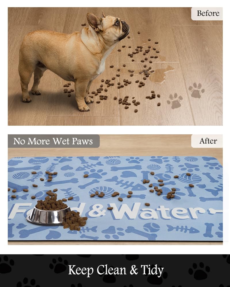 Tapete de alimentación para mascotas, tapete absorbente para comida y agua, sin manchas, dispensador de agua de secado rápido, accesorios para perros, suministros para mascotas, cuenco para bebedores