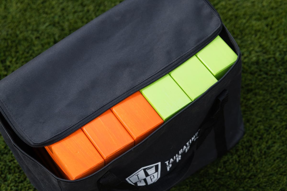 Tailgating Pros Premium Giant Toppling Timbers with Carrying Case – Choose Your Team Colors! Jumbo Outdoor Yard Game, Tower Grows to Over 5 Feet!