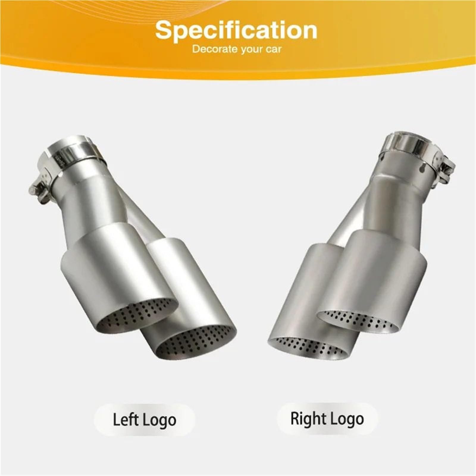 Car Silencer Końcówki wydechu Podwójna rura wydechowa samochodu Tłumik ze stali nierdzewnej Uniwersalne dysze wydechowe do tłumika(Right ID 63-OD 101mm)