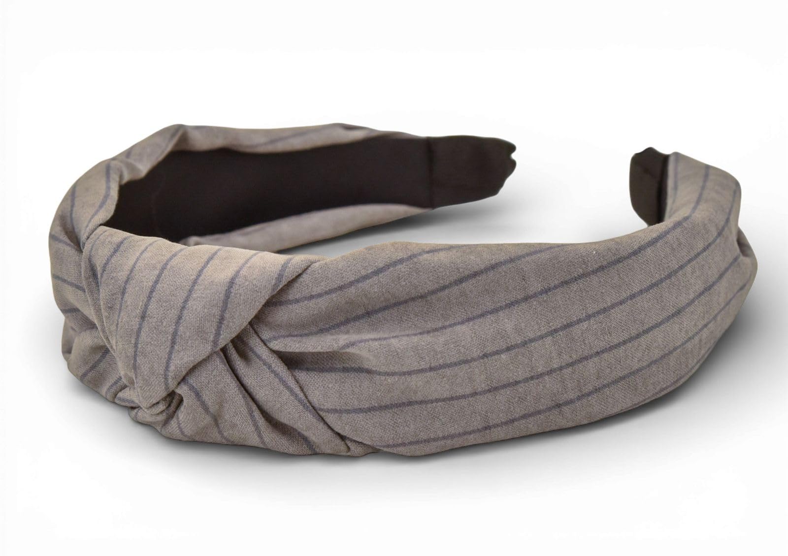 styleBREAKER Haarreif | Gestreift mit Knoten, breiter Stoff 5,5 cm, Grau
