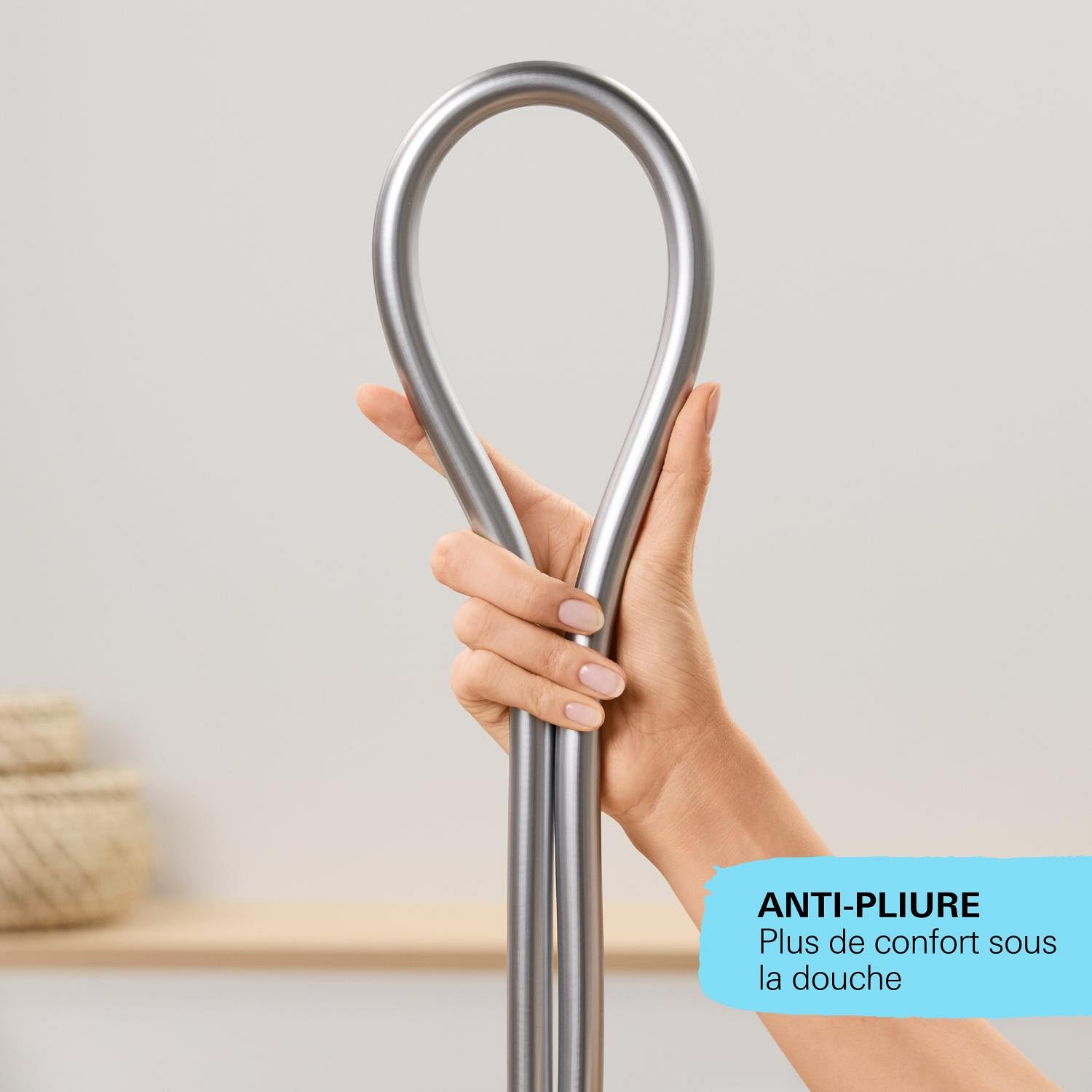 GROHE VitalioFlex Silver Long-Life TwistStop Flexible de douche 1000mm, anti-pliures, finition brillante, raccord fileté universel 1/2", chromé 22111000 (Import Allemagne)