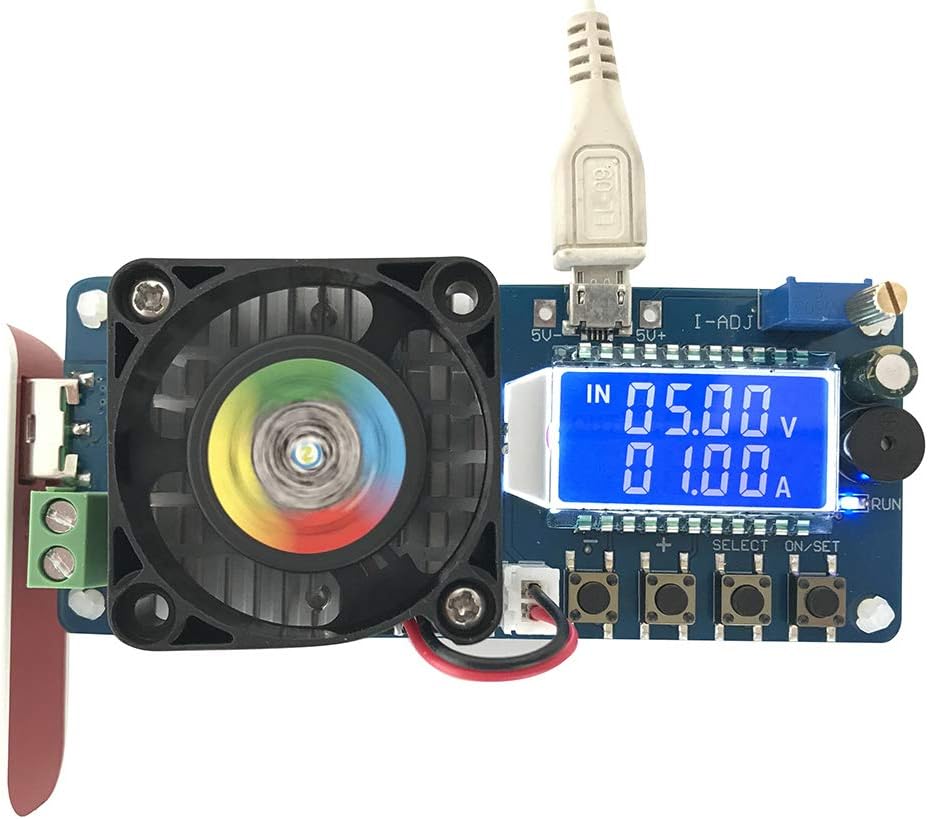 1Pcs Electronic Load Resistor USB Load Tester, Mini Battery Load Detector Board Interface Power Battery AA 25W / 35W 5A Tester LCD Display (Without Battery)