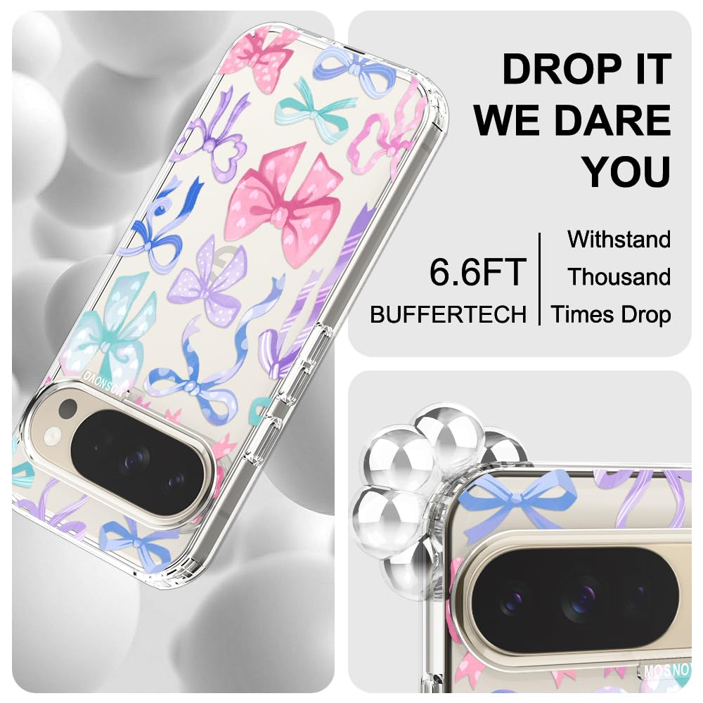 MOSNOVO Case for Google Pixel 10 & Pixel 10 Pro, [Buffertech 6.6ft Military-Grade Drop Protection] [Anti Peel Off Tech] Clear TPU Bumper Phone Case Cover Design - Cute Cherry — view 564