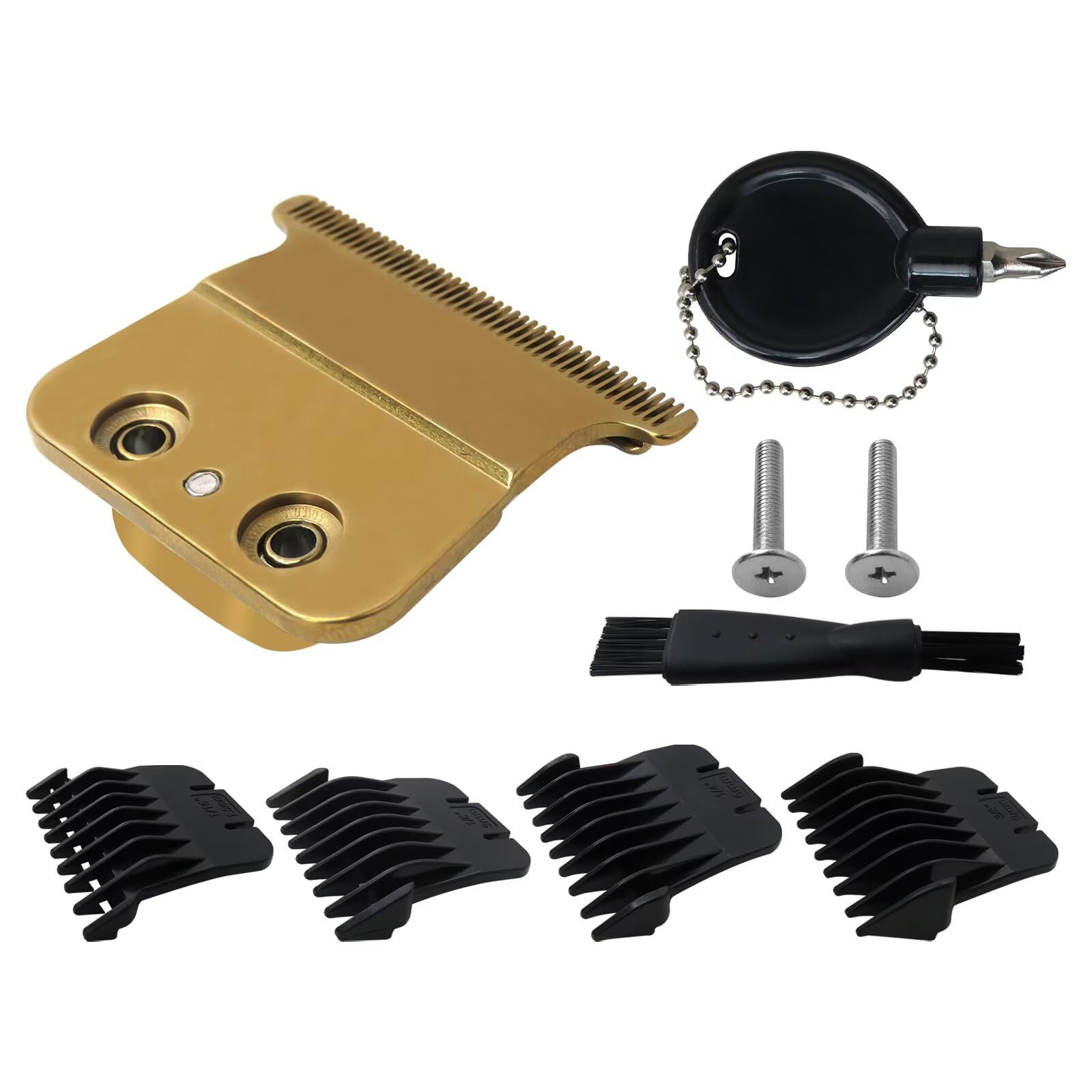 707Z Replacement Blade Compatible for Ba-Byliss P-R-O FX787 & FX726 Trimmers, DLC Replacement Blades with 4 Guards Set Compatible for BaByliss Trimmer Blade - Gold