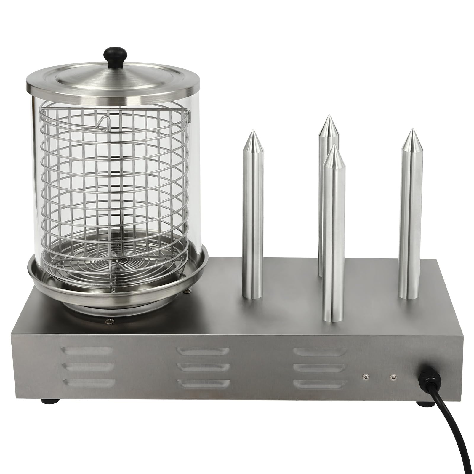 Machine Hot Dog Professionnelle, 4 Fentes à toast Machine a Hot Dog, Machine à hot-dog Appareil de chauffage, Longueur de chaque tige chauffante-22.2cm, acier inoxydable