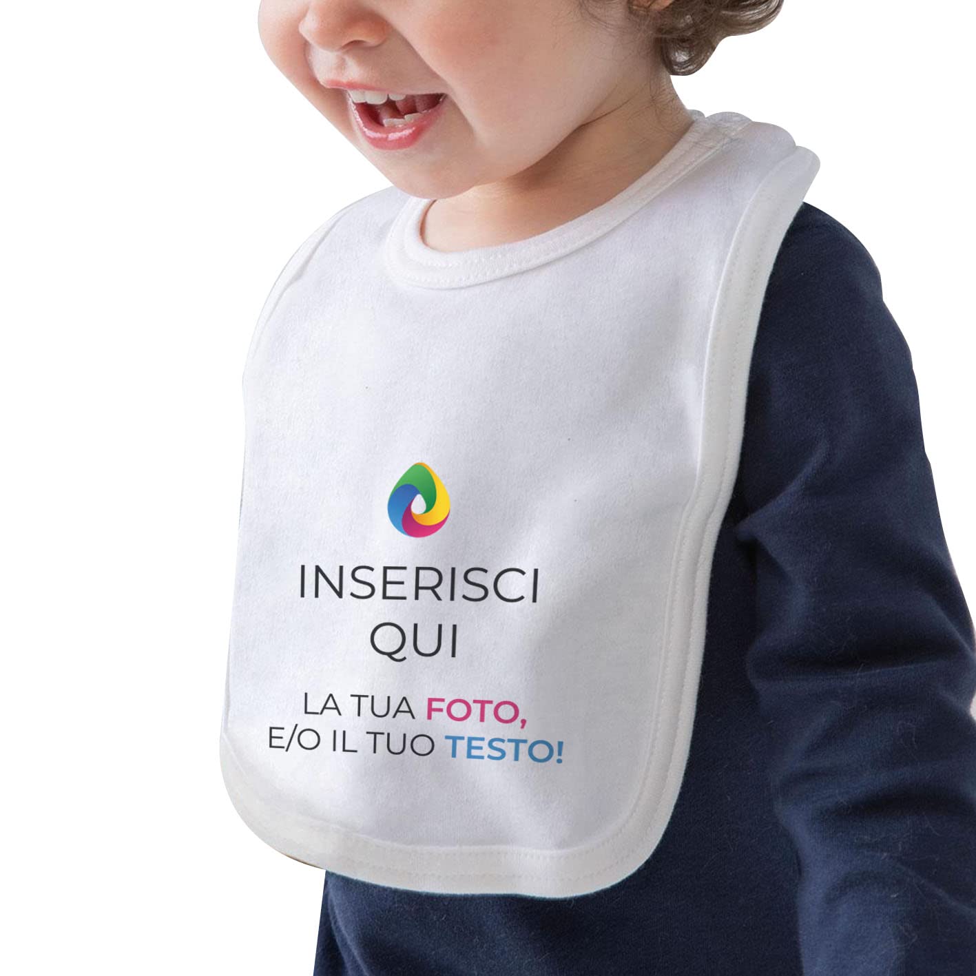 Bavaglino Personalizzato 100% Cotone Organico Certificato 34x23 Bianco