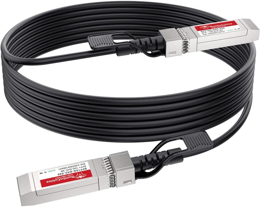 RamboCablesDAC Cable, (3.28ft/1m) SFP+ DAC Cable, 10G SFP+ Storage Network Cable, Ethernet Copper Twinax DAC Cable for Cisco SFP-H10GB-CU1M, Length Options: 0.3m-7m