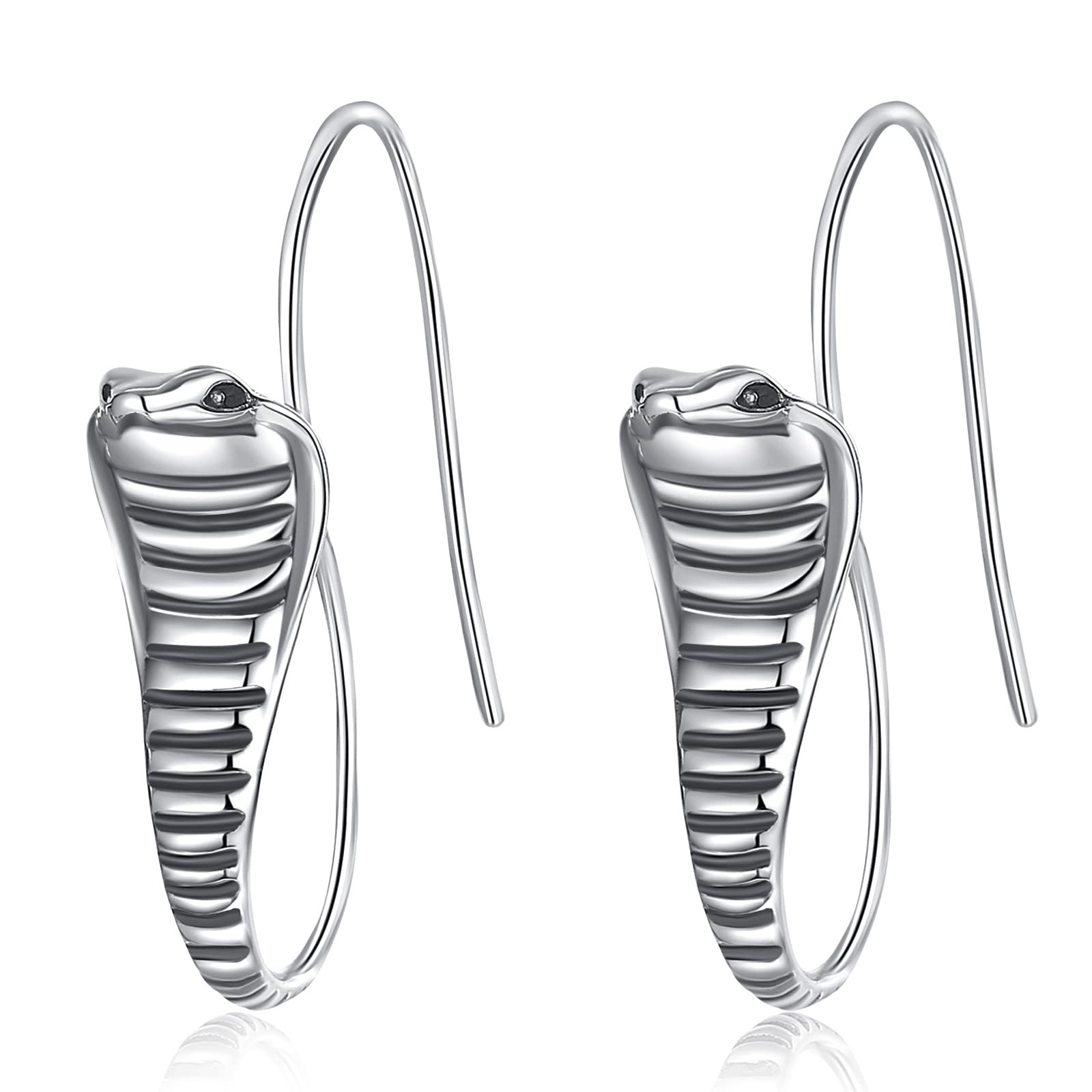 Vito 925 Sterling Silver Snake Hoop Earrings for Women, Vintage Adjustable Snake Rings Punk Cool Jewelry Gift for Daughters Wife