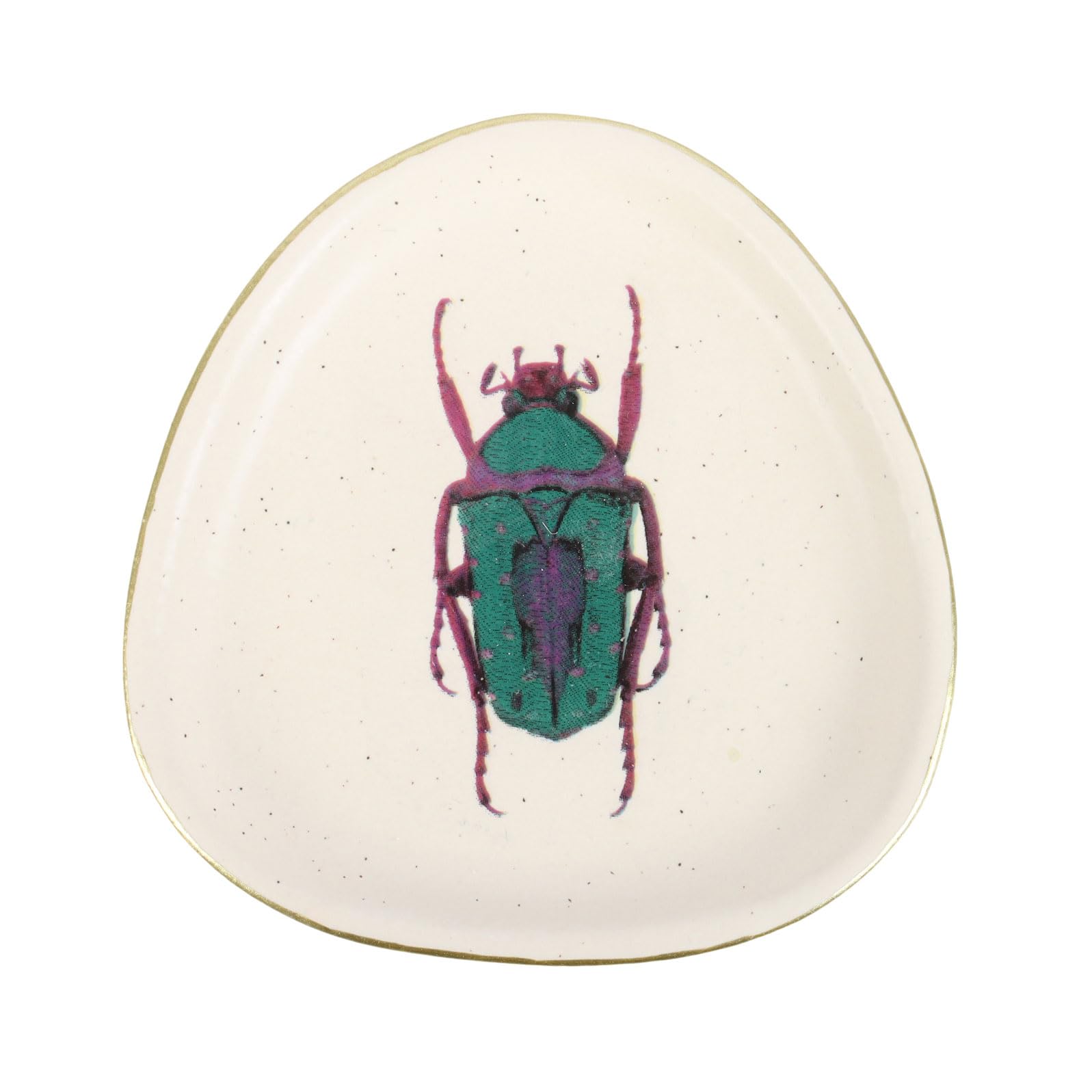 Something Different WholesaleOff White Beetle Trinket Dish - Elegant Ceramic Jewelry Holder with Gold Accents, Perfect for Rings, Earrings, and Small Items, Unique Home Decor Gift Idea