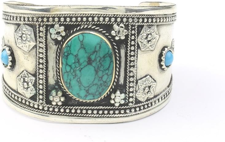 Turquoise Daisy Cuff Bracelet, Afghani Arm Band, Vintage bracelet, Middle Eastern, Festival, Tribal, Ethnic, BOHO, Gypsy