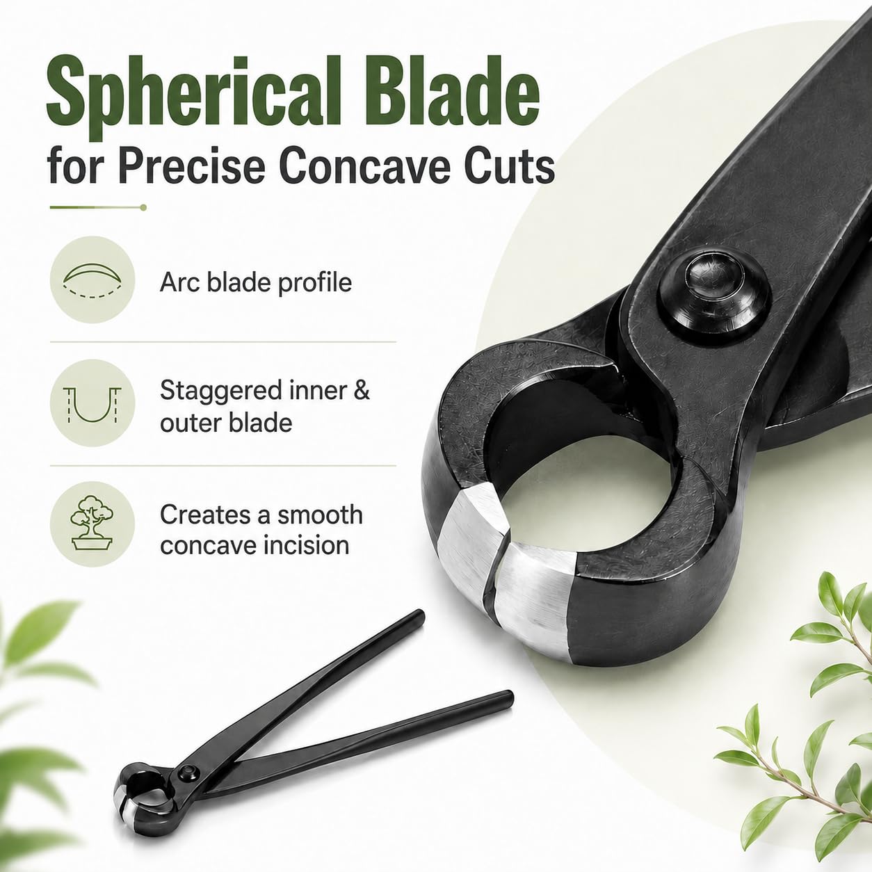 Taglierina Concava Bonsai, Attrezzi Bonsai Professionale, 210mm Concavo Cutter in Lega di Acciaio al Manganese, per Rimuovere Piccoli Rami, Sporgenze e Nodi