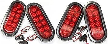 AutoSmart SET of 4 Kl-35100rk Red Oval Sealed LED Turn Signal and Parking Light Kit with Light, Grommet and Plug for Truck,Trailer Turn, Stop, and Tail Light