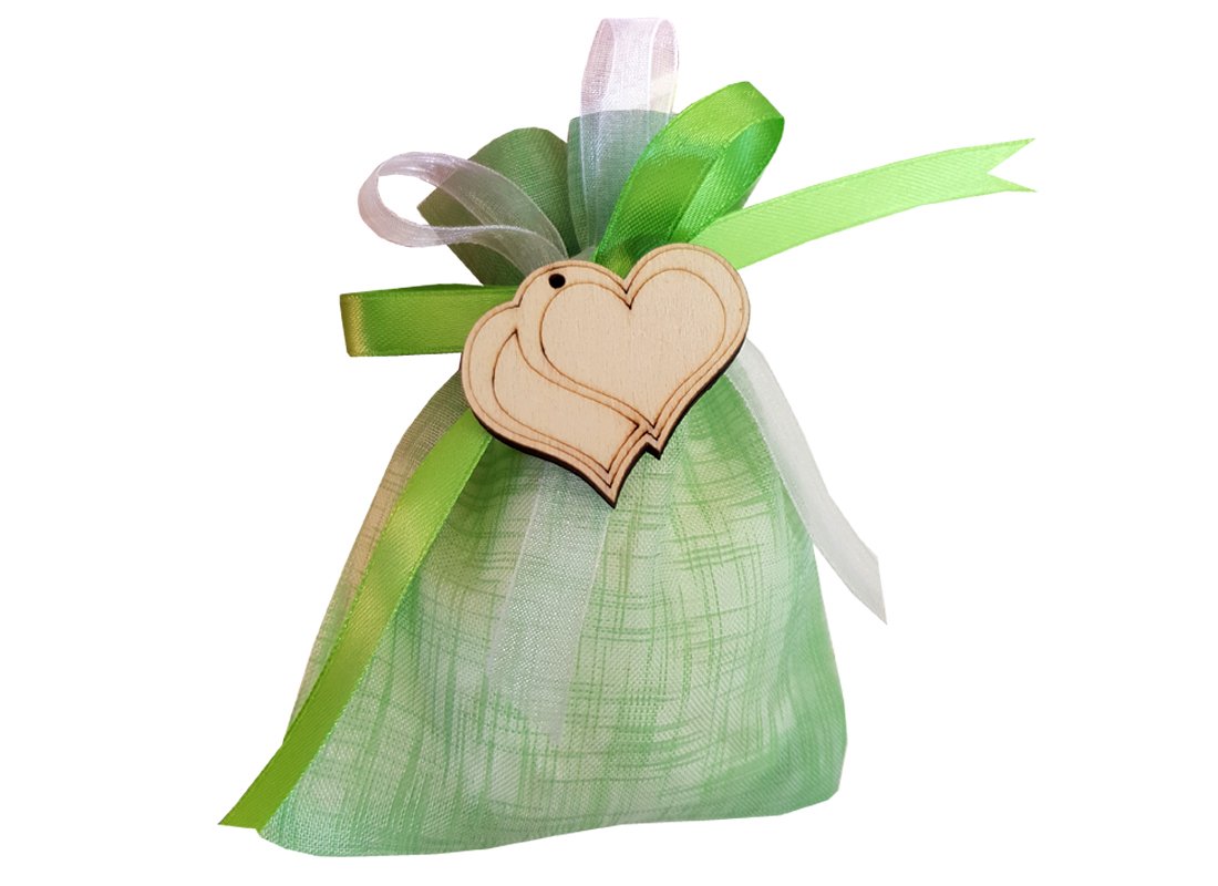 IRPot - Kit BOMBONIERA PROMESSA Sacchetti + Decorazioni Cuore+ Confetti + BIGLIETTINI
