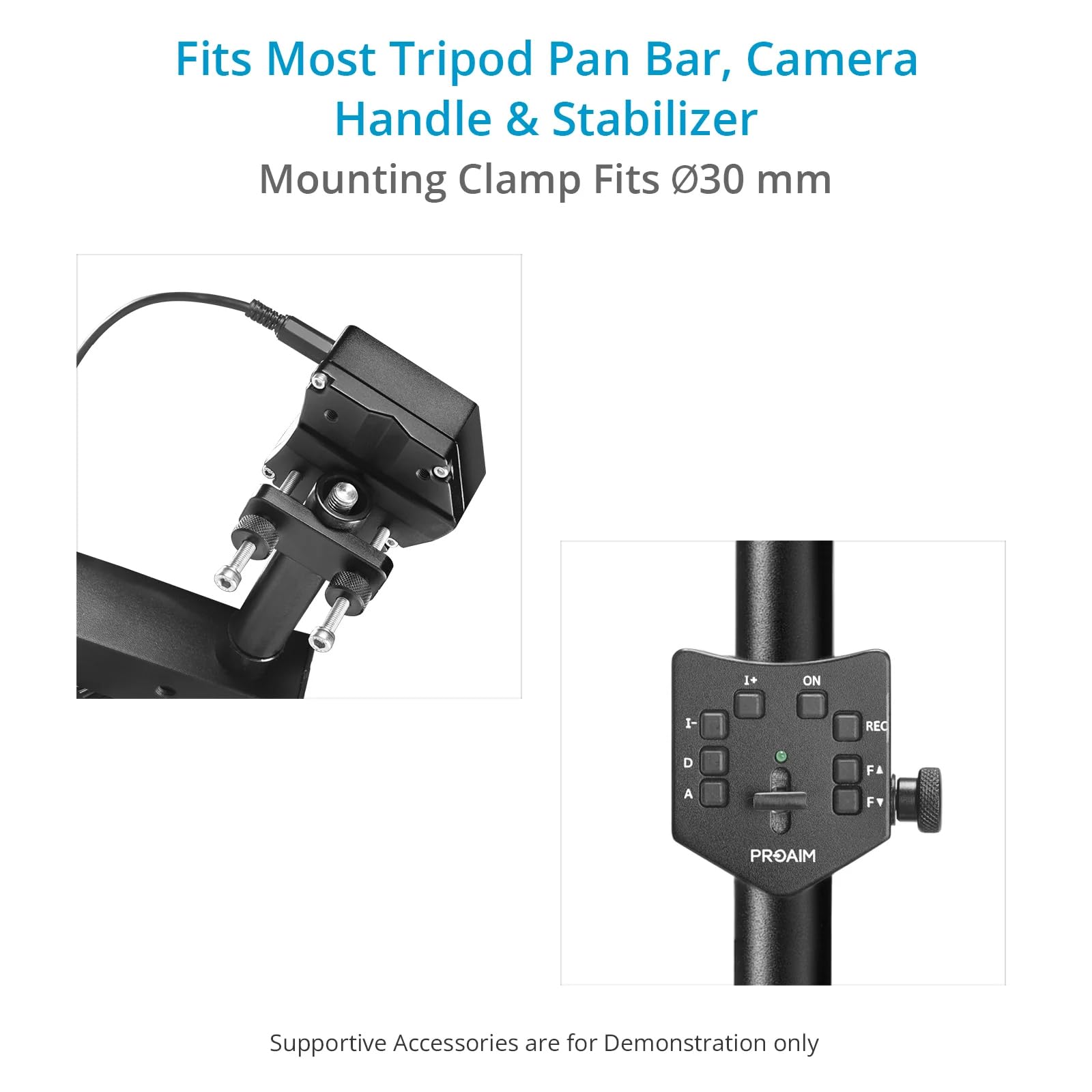 PROAIM LANC Zoom Controller z Regulacją Prędkości Iris/Focus/Zoom do Kamer DV z Gniazdem LANC 2,5 mm, Zacisk Montażowy Pasuje do Drążka Statywu 30 mm, Uchwytu Aparatu, Stabilizatora