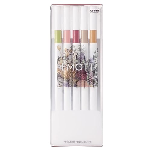 Uni EMOTT 5 Colors Set No.10, Botanical Color (PEMSY5C.NO10) - White