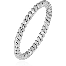 SSJ 925 Sterling Silver Ring - Twisted Wire Ring, Handmade Designer Ring, Boho, Plain Silver Ring Antique Minimalist Women Jewelry Gift for Wedding