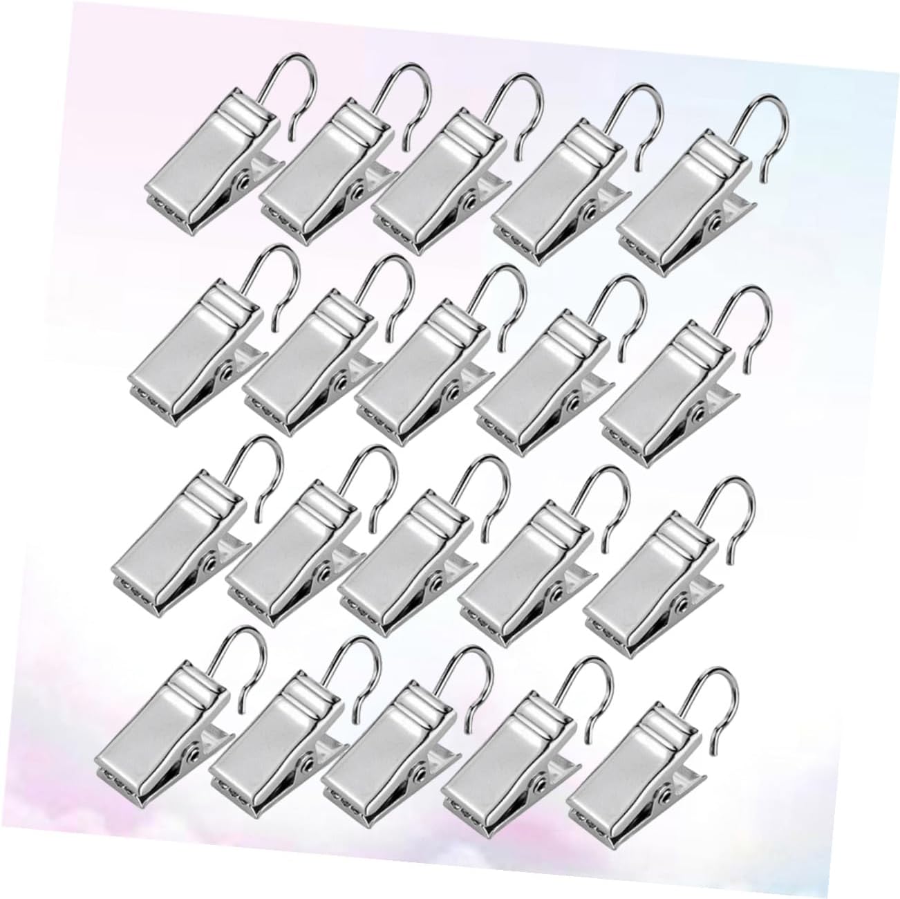 120pcs Silver Metal Curtain Clips Hooks Rustproof Shower Clips for Hanging Lights Photos and Decorations Home Party and Outdoor Use