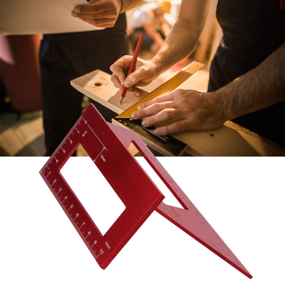 Jelquix Red Aluminum Wear-Resistant Angle Ruler For Woodworking 45/90 Degree Marking Gauge For Professional Use (Red)
