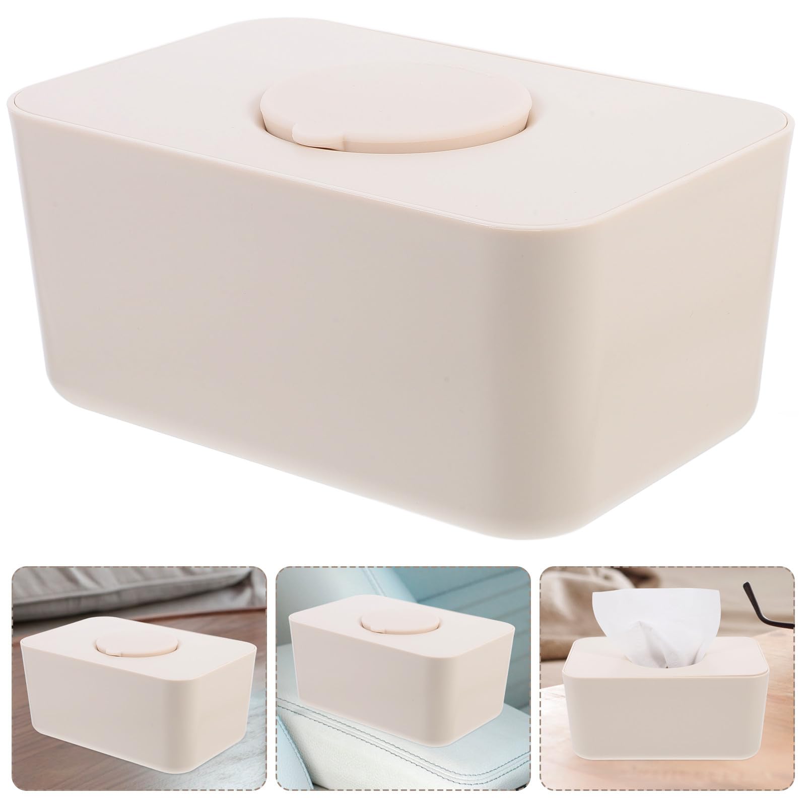 UKCOCO Boîte à Lingettes en Silicone Étanche Couvercle, Grosse Capacité, Protège et Maintient Lingettes Humides Fraîches pour Voiture et Maison