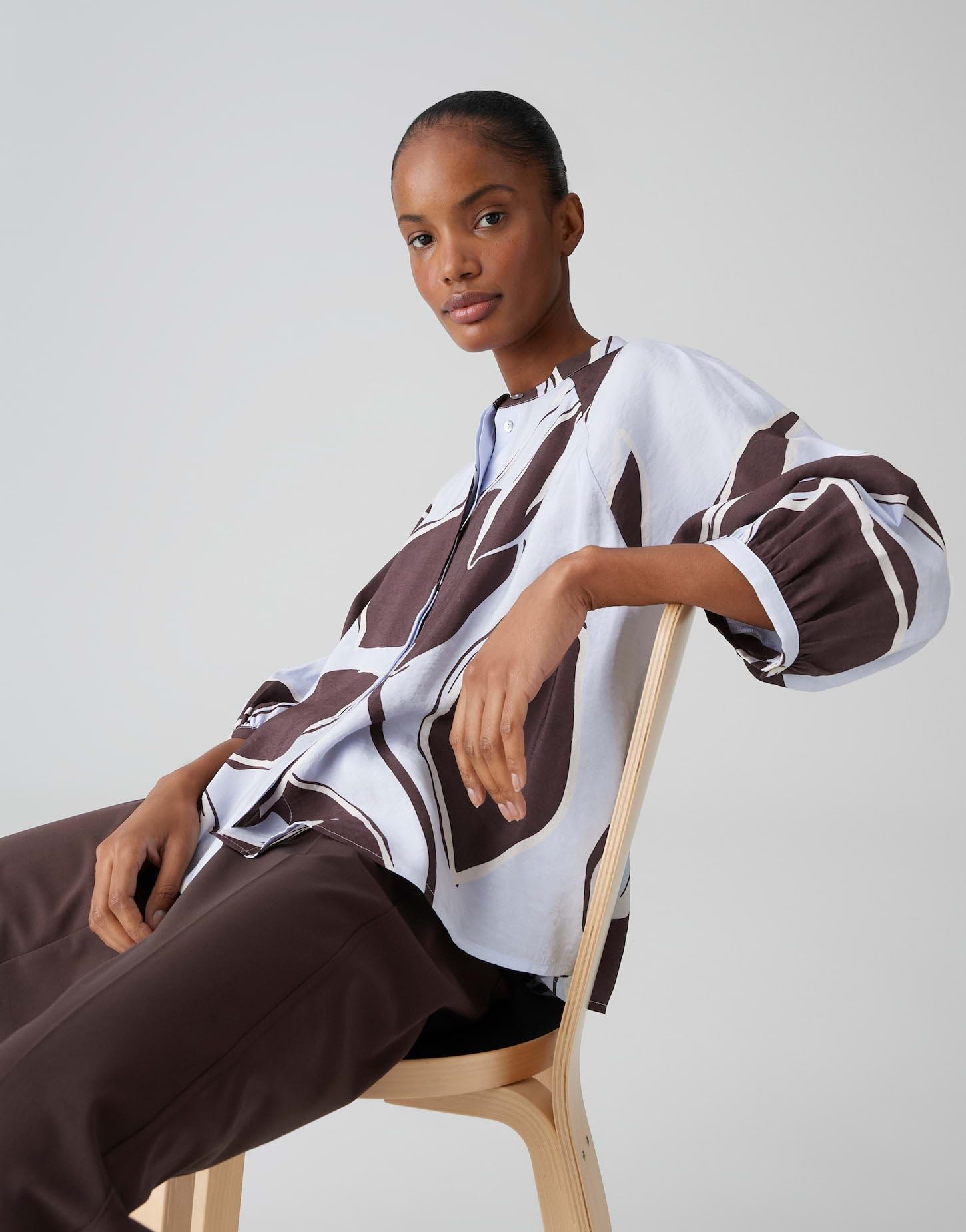 OPUS Damen Dreiviertelarmbluse | Feine Printbluse Loose Fit