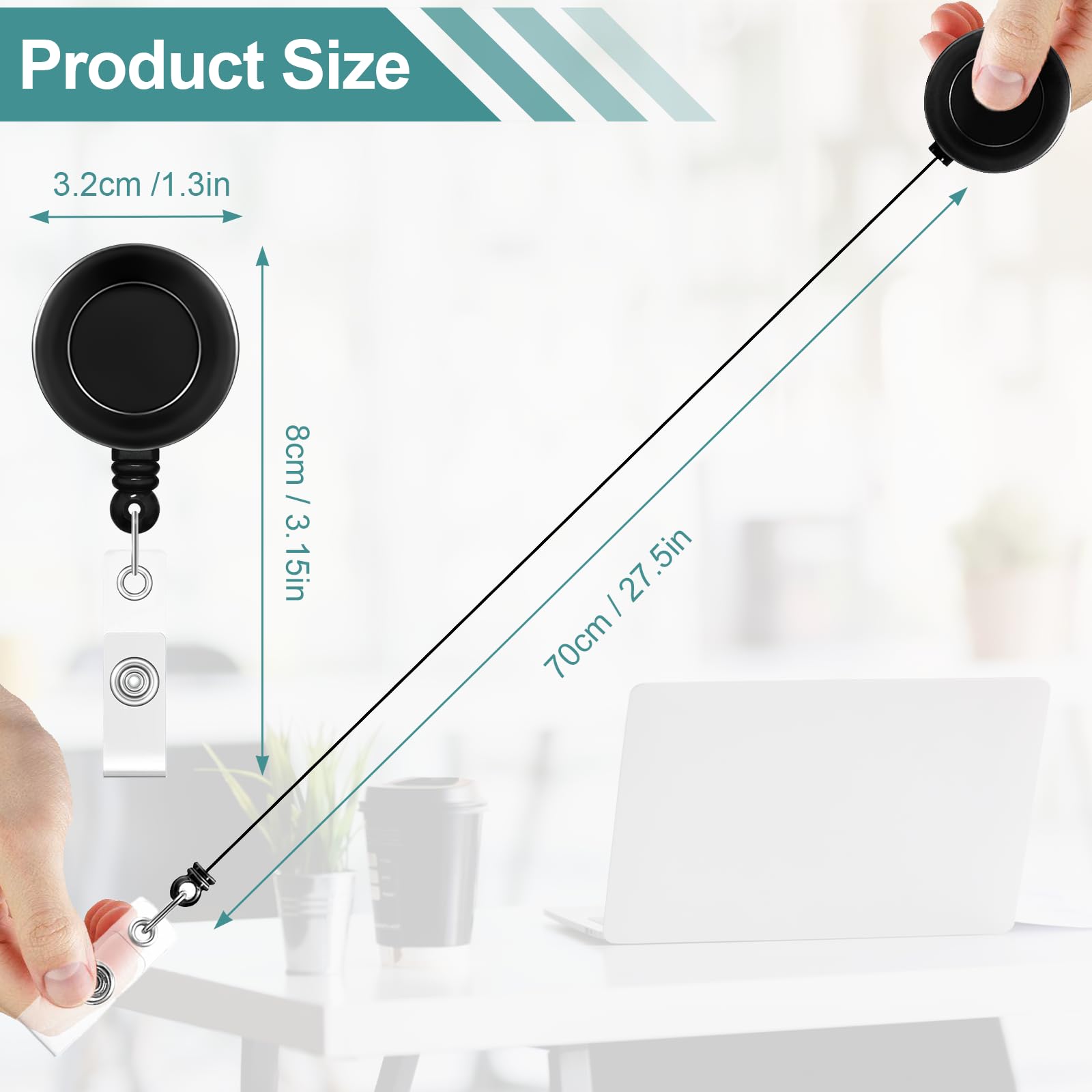 100 Pack Retractable Badge Reel Clips with 100 Pack Vertical ID Card Holders Retractable Badge Holders with Clip ID Badge Clips with Name Card Holder for Nurses Office School,Black