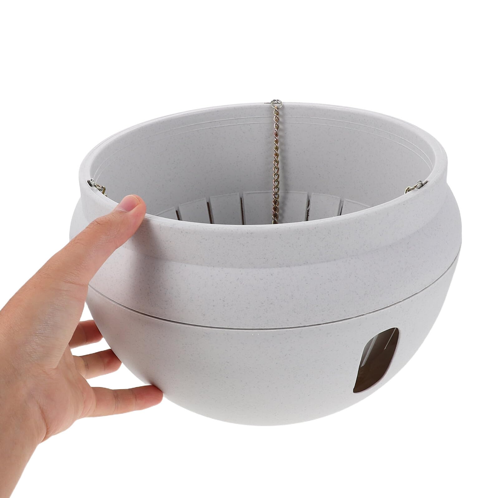 jojofuny Pot Suspendu à Arrosage Automatique en Plastique Blanc Grand Diamètre 24 CM Chaîne Incluse Jardinière Murale Auto-Irrigante pour Plantes Vertes Pots à Eau pour Plantes
